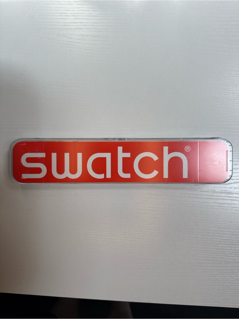 Swatch Clear Plastic Watch Case with Orange Logo Panel “case only” NEW